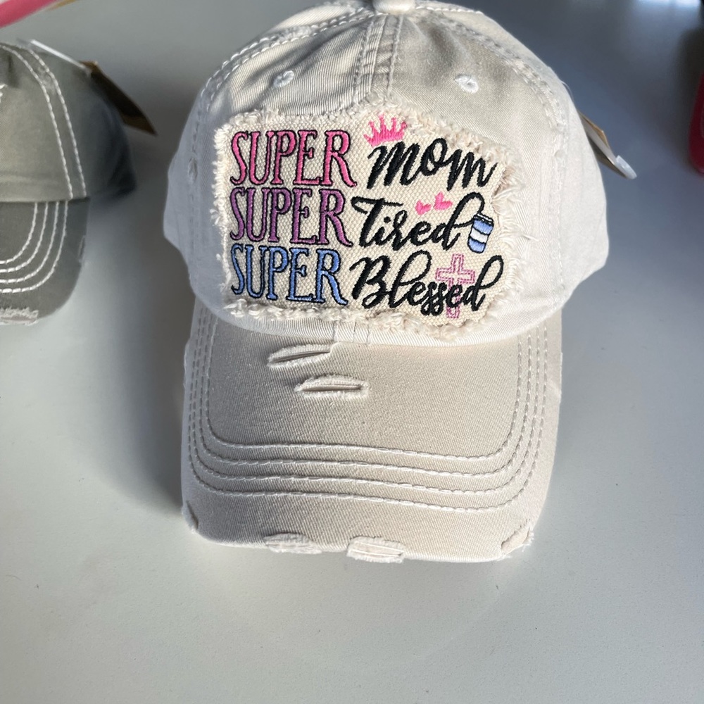 Mom Distressed Caps-Set of 2 - Picture 5 of 9
